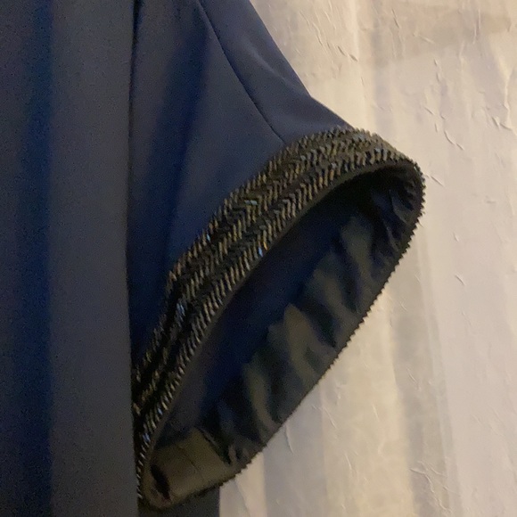 Formal navy blue beaded-trim dress - Picture 3 of 3